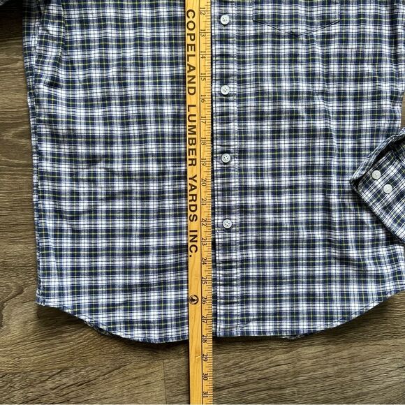 Hawker Rye Men's Slim Stretch Oxford Casual Button Front Shirt Blue Plaid size M - Picture 11 of 11